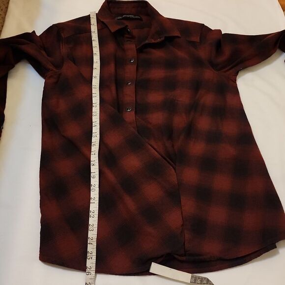 All Saints Red Plaid Button Down Kayla Shirt size 8 - Picture 6 of 10